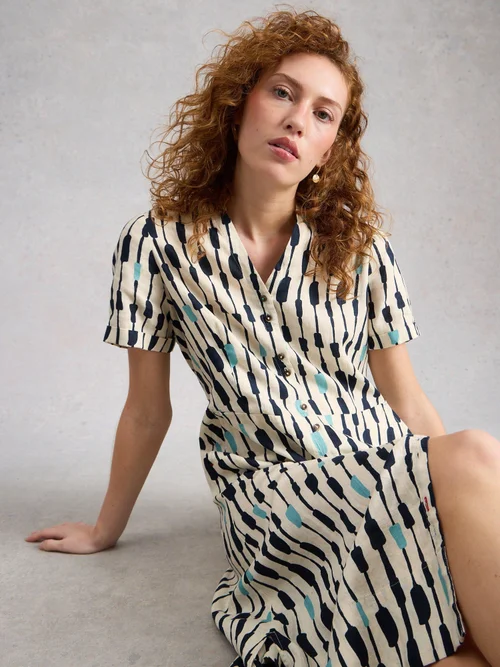 Iris Linen Dress - Ivory Mlt - 50/R Image 1