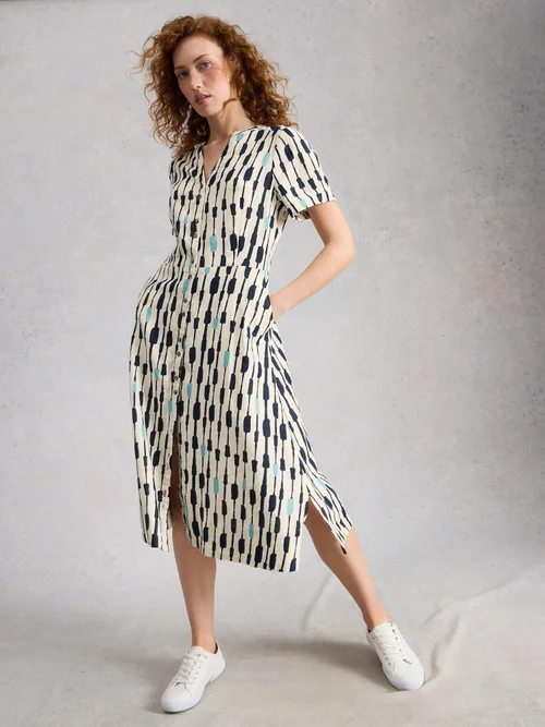 Iris Linen Dress - Ivory Mlt - 50/R Image 3