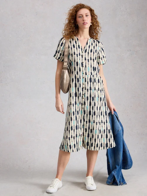 Iris Linen Dress - Ivory Mlt - 50/R Image 2