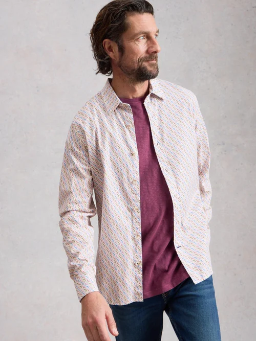Chemise Salcombe à manches longues et imprimé poisson - White Pr - XXXL/R Image 3