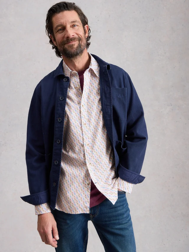 Chemise Salcombe à manches longues et imprimé poisson