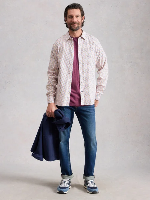 Chemise Salcombe à manches longues et imprimé poisson - White Pr - XXXL/R Image 2