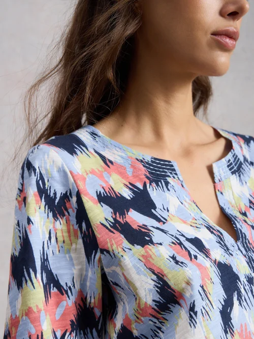 T-SHIRT À COL CASSÉ WEAVER - Blue Mlt - 52 Image 3