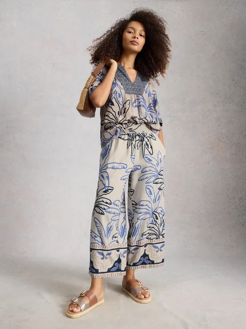 Culotte Shelly en lin mélangé - Ivory Mlt - 52/R Image 2