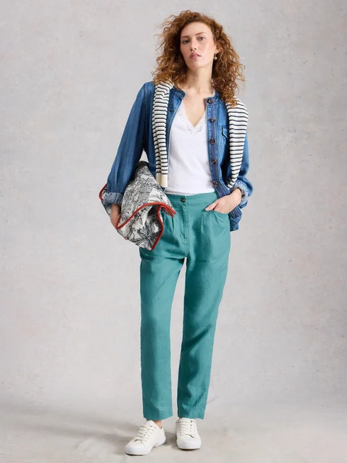 Pantalon En Lin Rowena - Mid Teal - 52/R Image 2