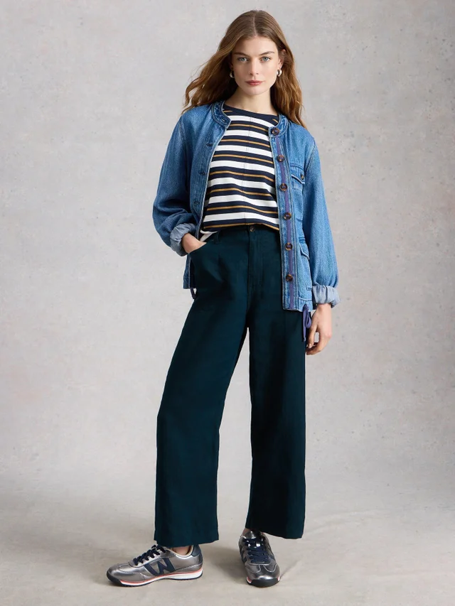 Tia Linen jambes larges crop