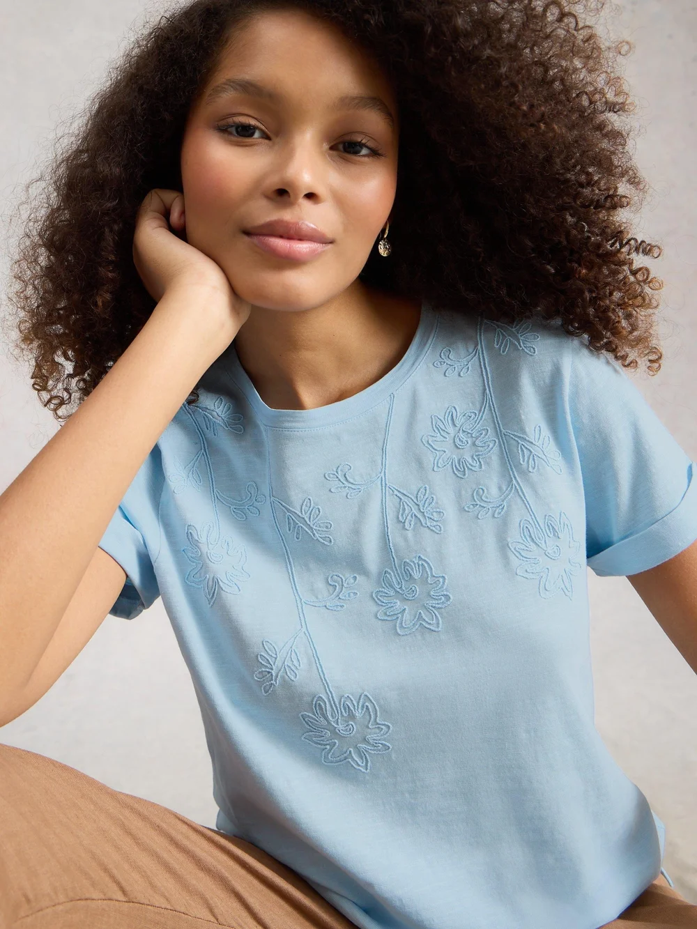 T-SHIRT BRODÉ GINA - Mid Blue - 52 Image 1