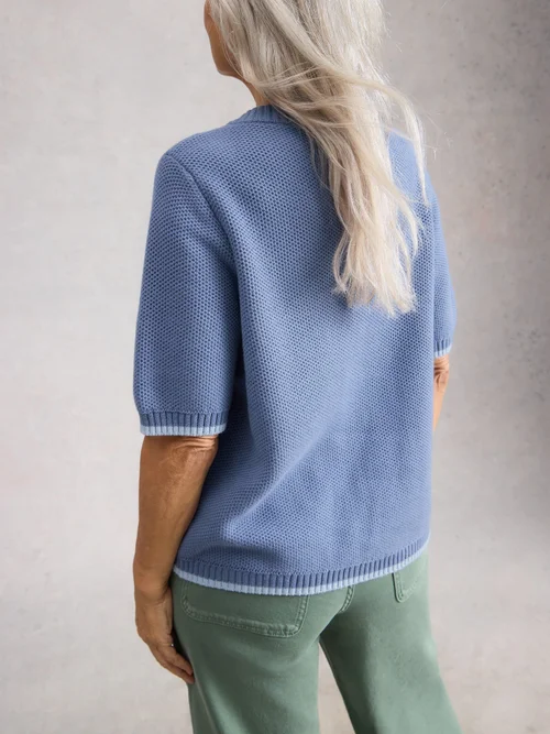 Cardigan manches courtes Isabella - Mid Blue - 52 Image 4