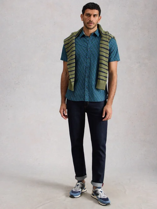 Chemise Salcombe SS à imprimé poisson - Navy Pr - XL/R Image 2