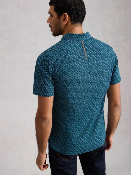 Chemise Salcombe SS à imprimé poisson - Navy Pr - XL/R Image 4