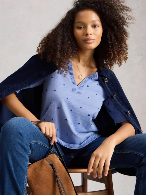 T-SHIRT BRODÉ WEAVER NOTCH - Blue Mlt - 52 Image 1