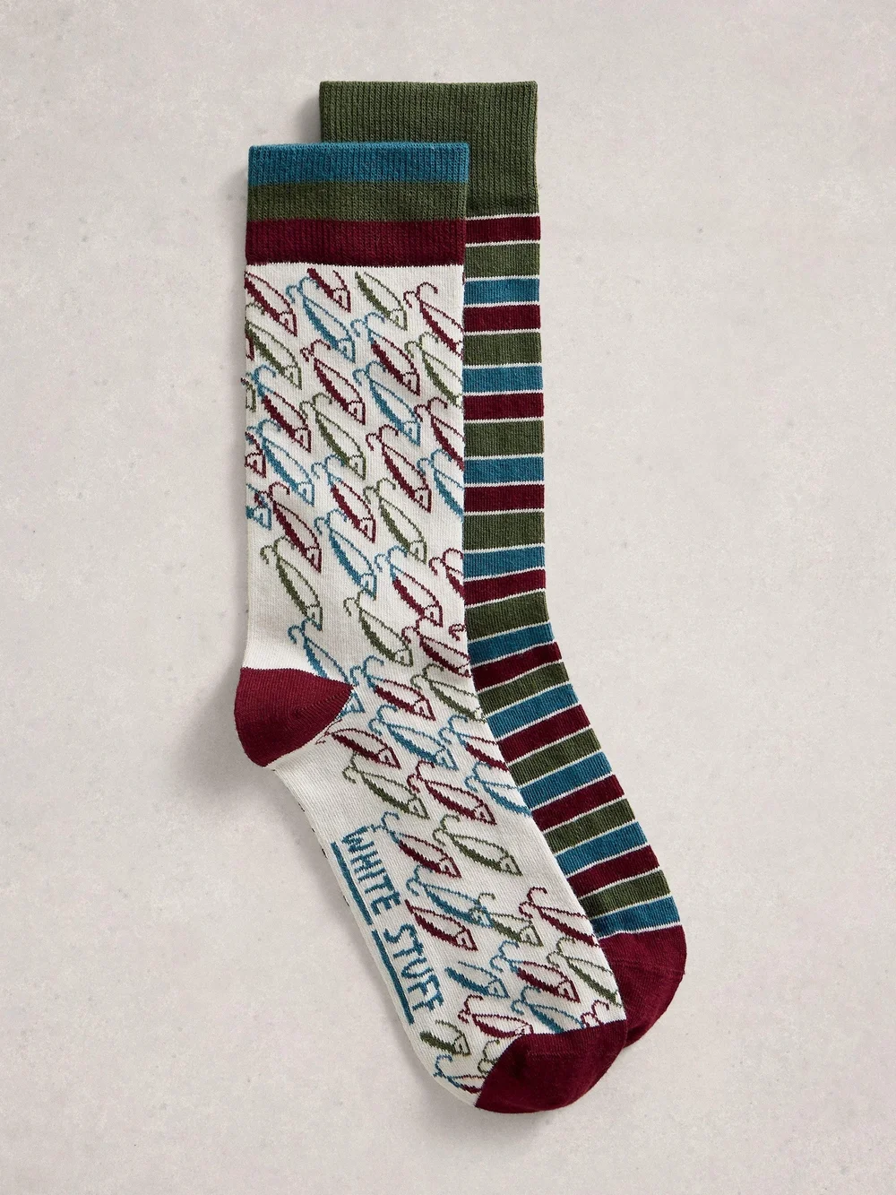 Lot de 2 Chaussettes Cheville Imprimé Poisson - Red Mlt - 44-46 Image 1