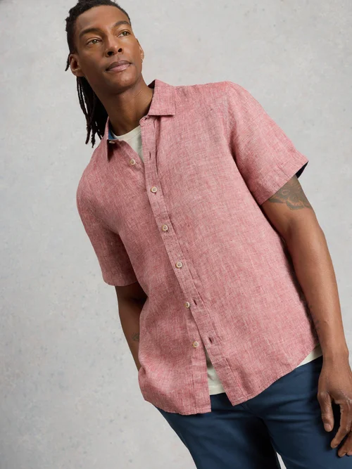 Chemise Keswick Ss En Lin - Mid Red - XXL Image 3