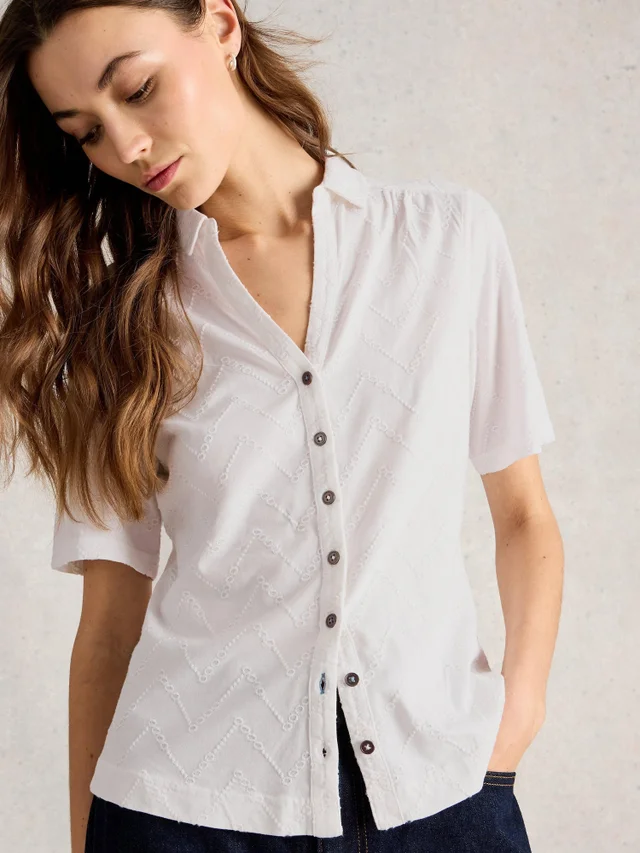 Chemise Annie manches courtes brodée
