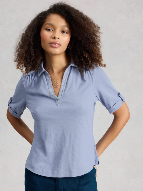 T-SHIRT À MANCHES SANS MÉTRAGE ALLIE BRODÉ - Mid Blue - 52 Image 1