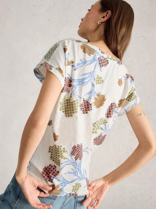 T-SHIRT À COL CASSÉ NELLY - Ivory Pr - 44 Image 4