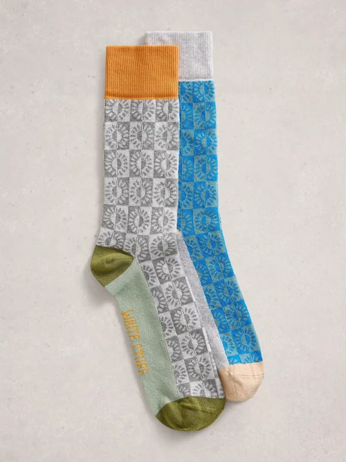 Lot de 2 paires de socquettes imprimé soleil - Blue Mlt - 44-46 Image 1