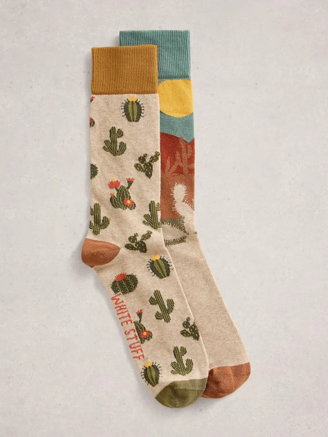 Lot de 2 paires de chaussettes cactus