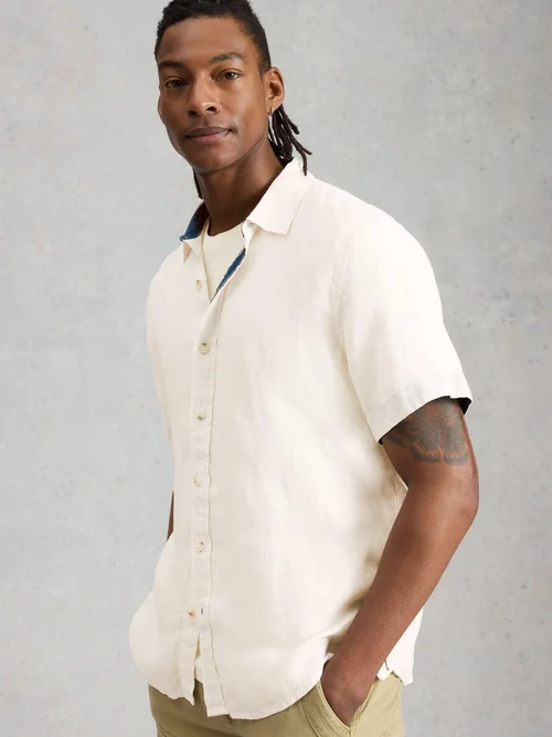 Chemise Keswick Ss En Lin - Bril White - XXXL Image 3