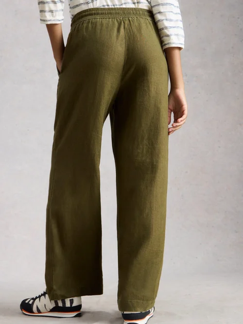 Pantalon large en lin Ally - Khaki Grn - 50/R Image 4