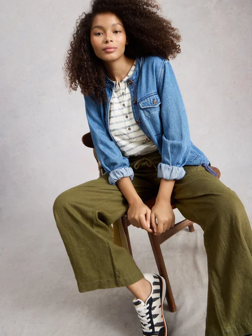 Pantalon large en lin Ally - Khaki Grn - 50/R Image 3