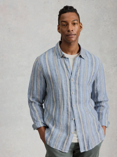 Chemise en lin à rayures Keswick LS - Blue Mlt - XXL Image 3
