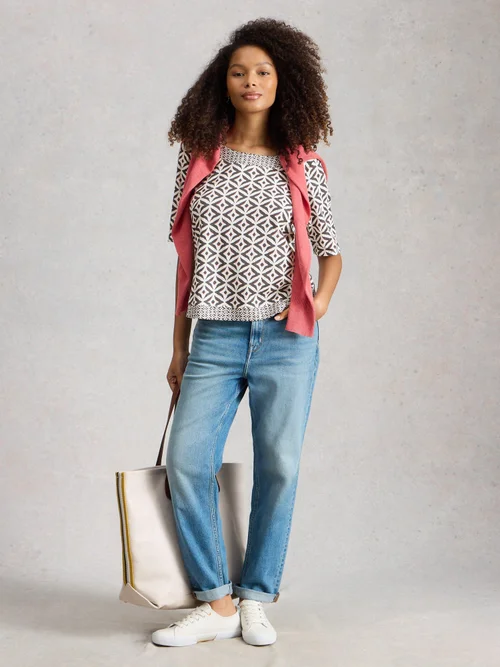 T-SHIRT EN MAILLOT WEAVER - Ivory Pr - 52 Image 2