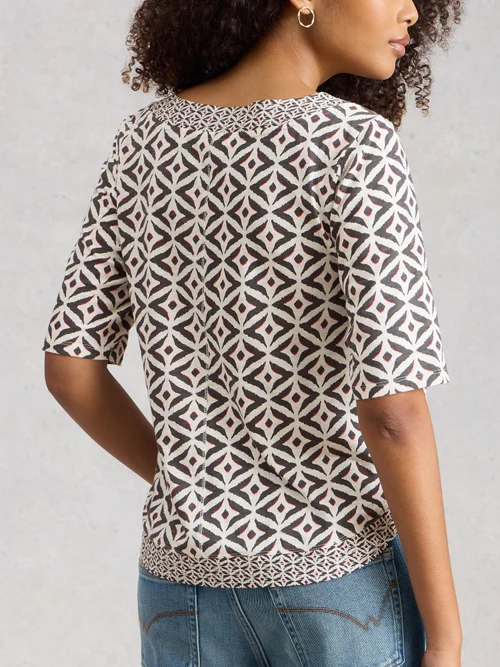 T-SHIRT EN MAILLOT WEAVER - Ivory Pr - 52 Image 4