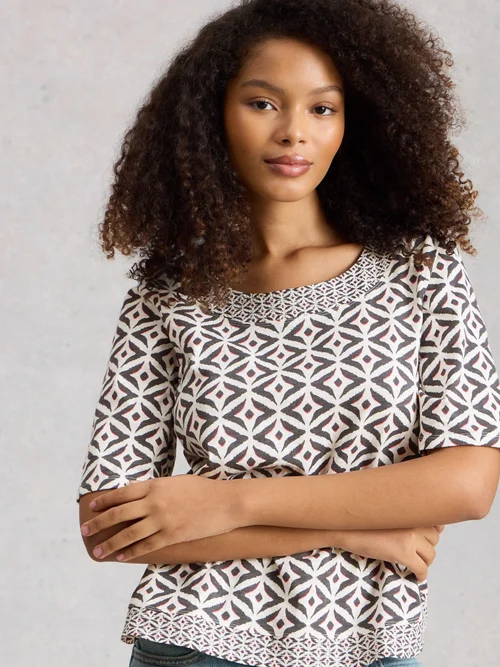 T-SHIRT EN MAILLOT WEAVER - Ivory Pr - 52 Image 3