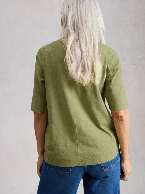 T-SHIRT BRODERIE TWEAVE - Khaki Grn - 46 Image 4