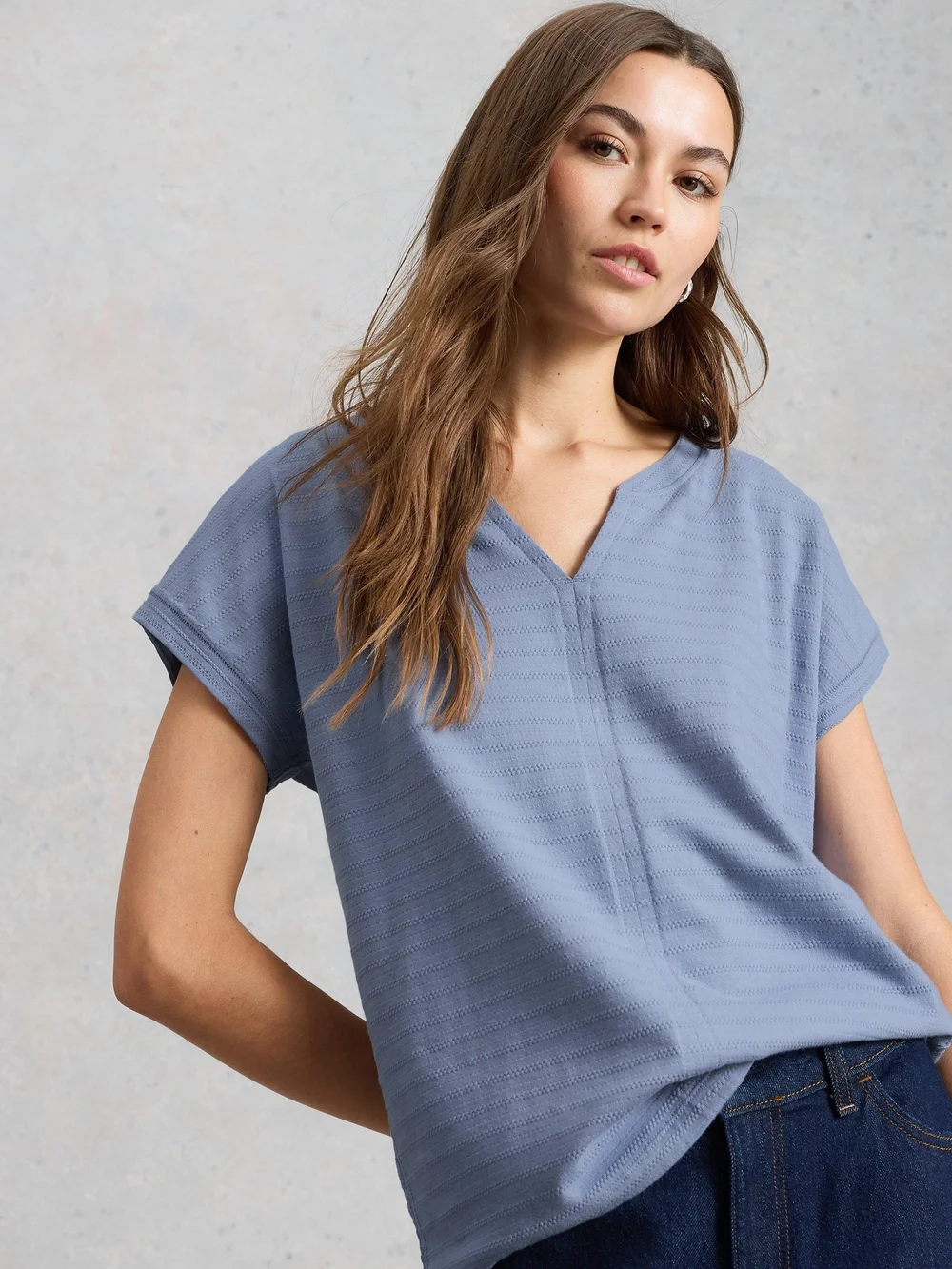 T-shirt texturé Nelly Notch - Mid Blue - 52 Image 1