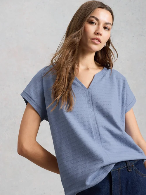 T-shirt texturé Nelly Notch - Mid Blue - 52 Image 1