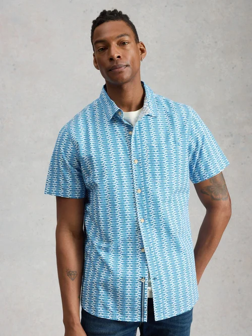 Chemise Finsbury à motif poisson SS - White Pr - XL/R Image 3