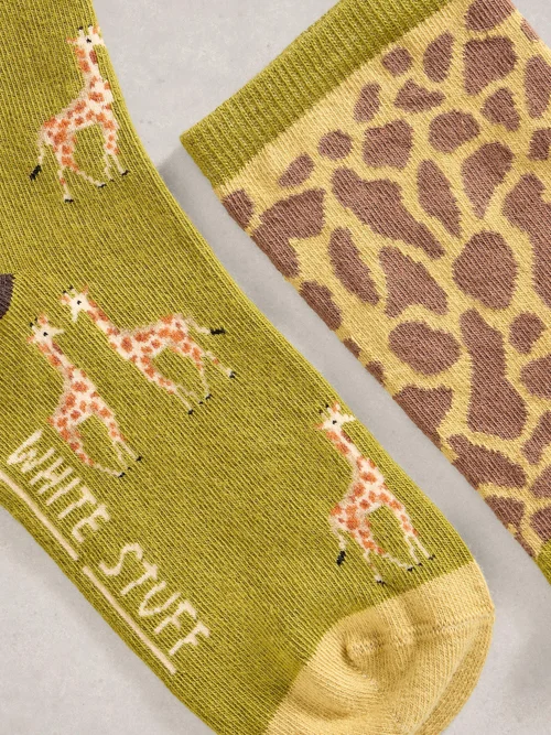 Lot de 2 paires de chaussettes cheville Girafe - Green Mlt - 39-41 Image 2