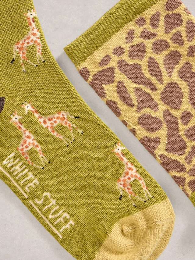 Lot de 2 paires de chaussettes cheville Girafe