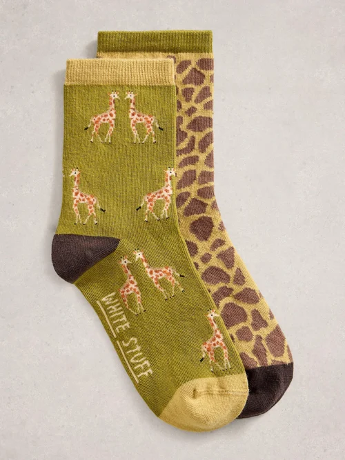 Lot de 2 paires de chaussettes cheville Girafe - Green Mlt - 39-41 Image 1