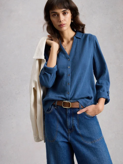 CHEMISE EN TISSU DOUBLE ANNIE - Dk Blue - 52 Image 3