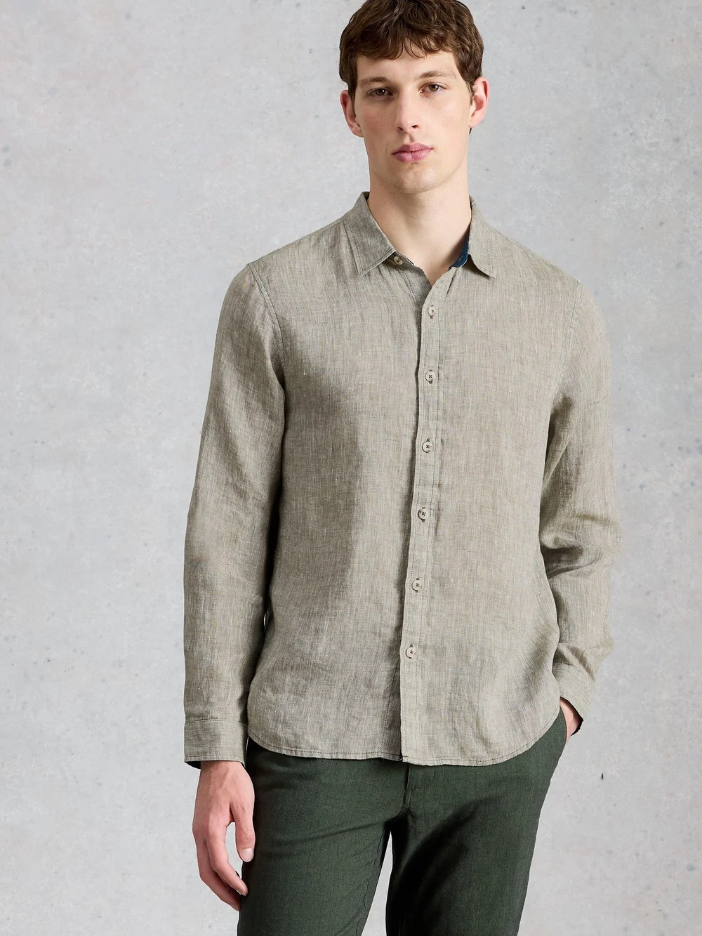 Chemise Longue En Lin Keswick - Khaki Grn - XXXL Image 1