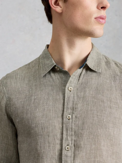 Chemise Longue En Lin Keswick - Khaki Grn - XXXL Image 3