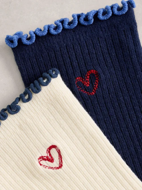 Lot de 2 paires de chaussettes brodées à la cheville - Nat Mlt - 39-41 Image 2