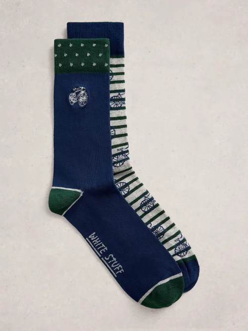 Lot de 2 paires de chaussettes à rayures cyclistes - Nat Mlt - 44-46 Image 1