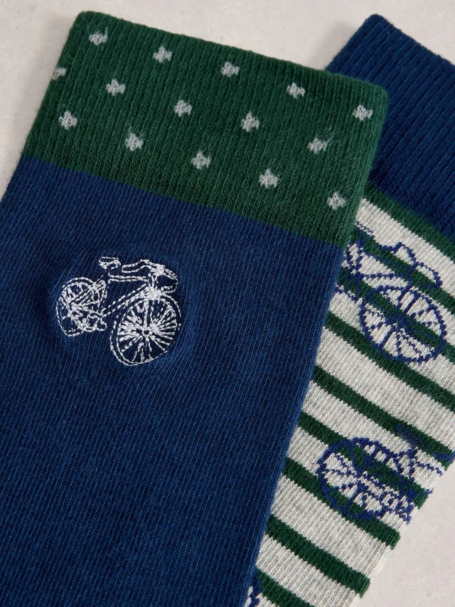 Lot de 2 paires de chaussettes à rayures cyclistes