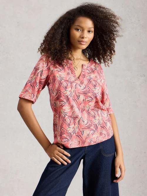 T-SHIRT À COL CASSÉ WEAVER - Pink Mlt - 48 Image 3