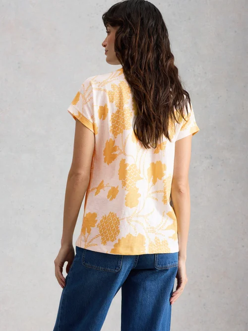 Tee-shirt Nelly à col en V - Yellow Pr - 52 Image 4