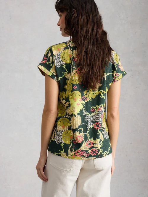 T-SHIRT À COL CASSÉ NELLY - Green Pr - 36 Image 4