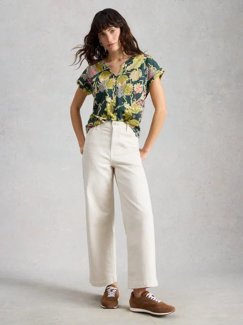 T-SHIRT À COL CASSÉ NELLY - Green Pr - 52 Image 2