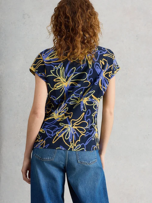 T-SHIRT À COL CASSÉ NELLY - Navy Pr - 52 Image 4