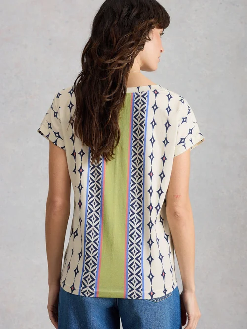 T-SHIRT À COL CASSÉ NELLY - White Mlt - 46 Image 4