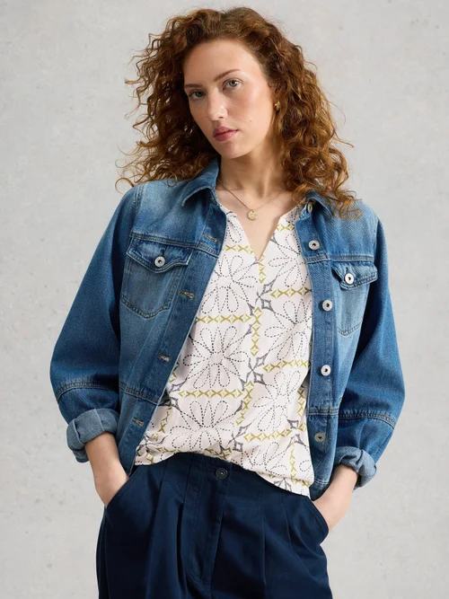 T-SHIRT À COL CASSÉ NELLY - White Pr - 46 Image 1