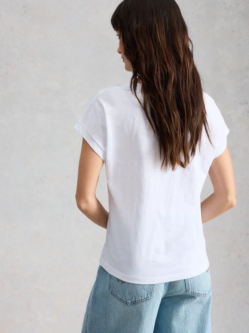 T-shirt brodé uni Nelly - White Mlt - 52 Image 4
